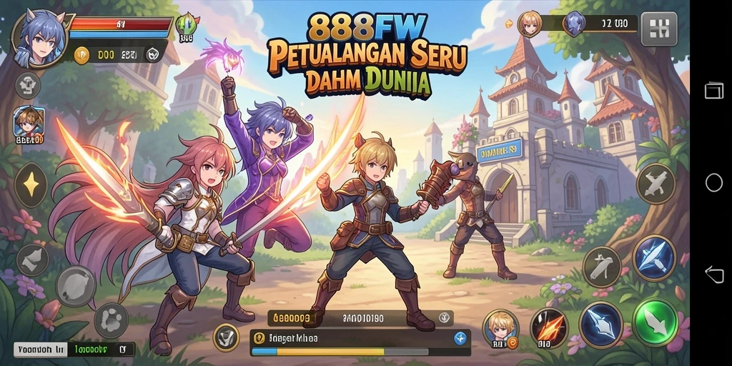 Tampilan gameplay seru dan karakter anime menarik dalam 888FW.