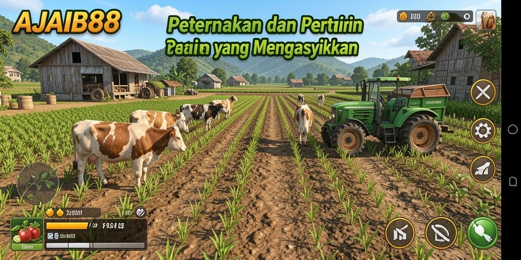 Tampilan gameplay AJAIB88 yang menarik dengan aktivitas pertanian.