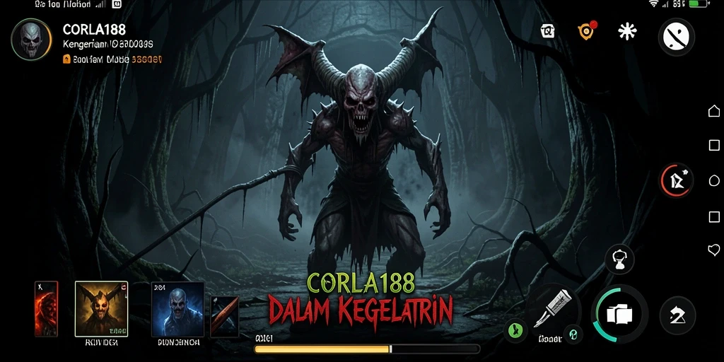 Tangkapan layar gameplay CORLA188 menampilkan suasana horor yang mendebarkan.