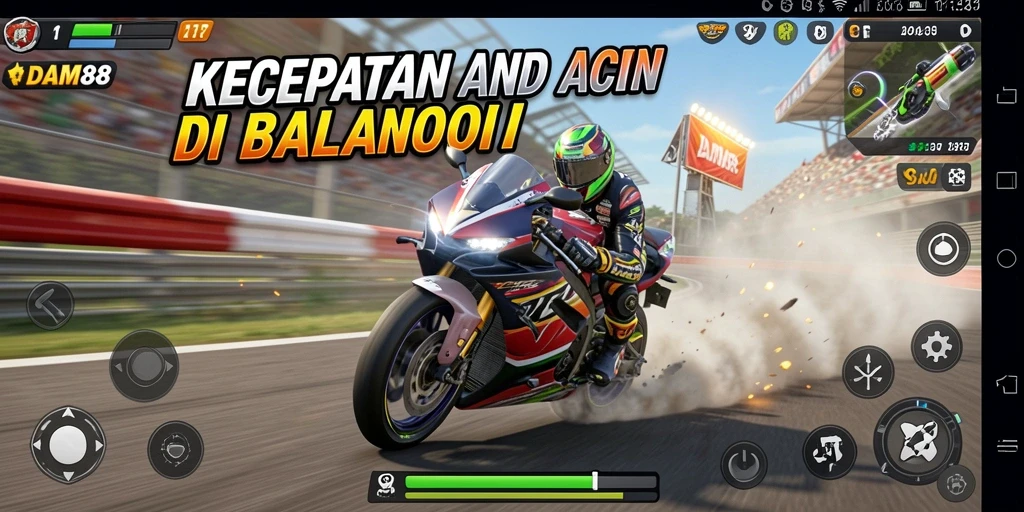 Gameplay menegangkan DAM88 saat balapan motor di sirkuit.