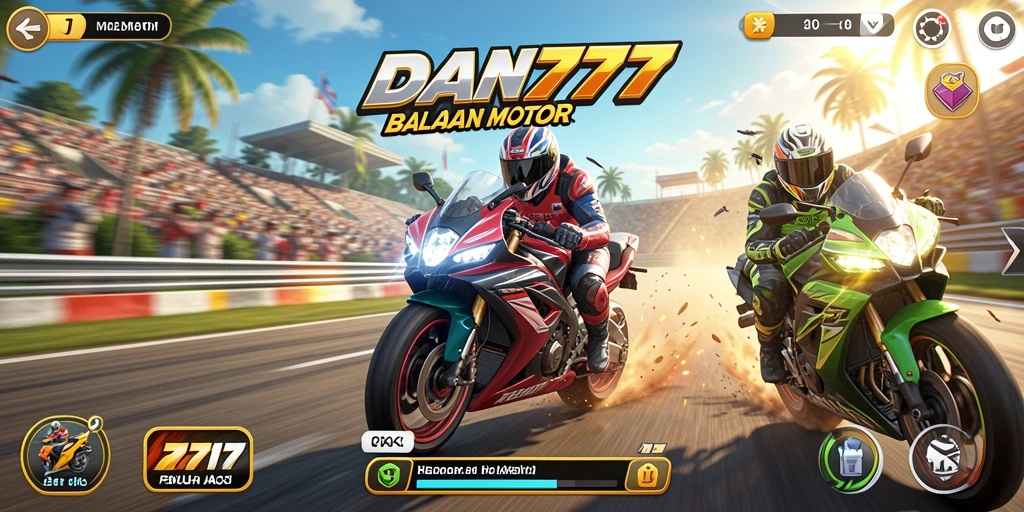 Tampilan gameplay balapan motor yang intens dan menegangkan.