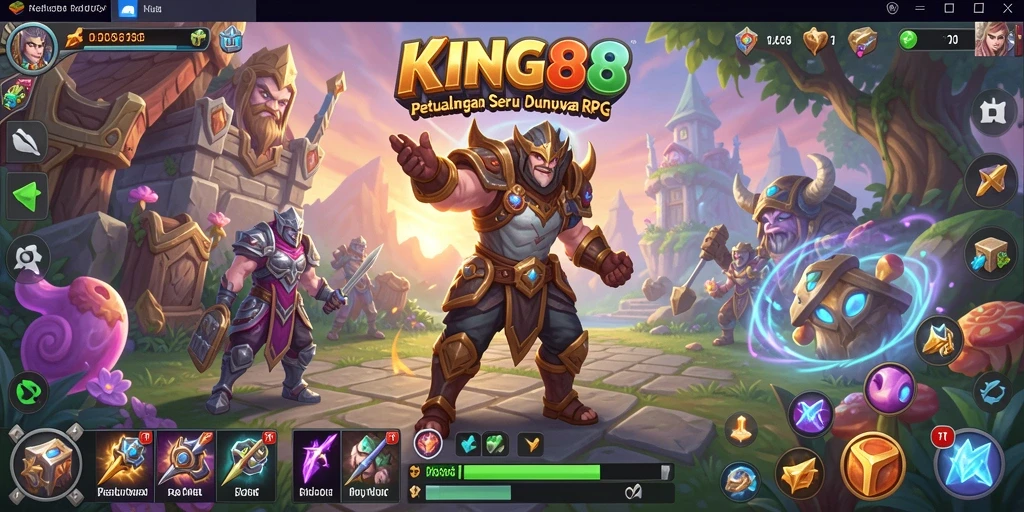 Tampilan screenshot utama KING88 menunjukkan aksi gameplay RPG yang mendebarkan.
