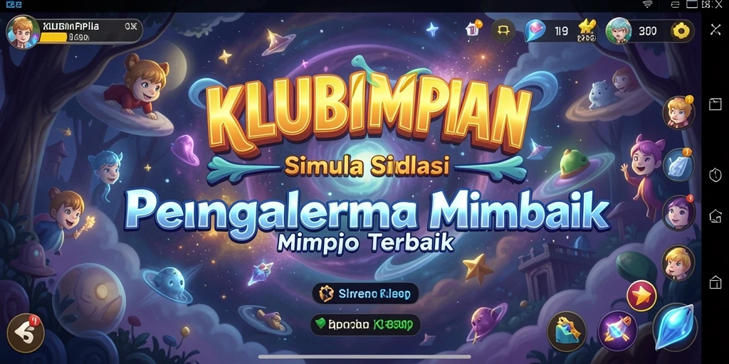 Tangkapan layar KLUBIMPIAN menampilkan karakter dalam dunia penuh warna.