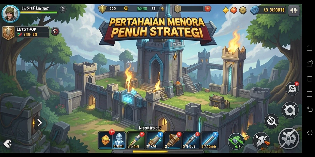 Gameplay menara pertahanan yang intens dan strategis.