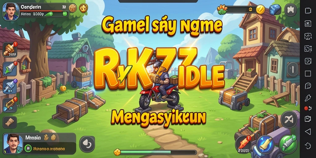 Tampilan gameplay RK77 yang menarik dan penuh warna.