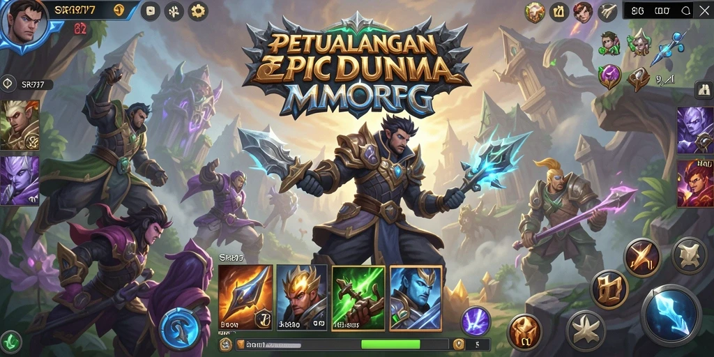Screenshot utama SR877 menampilkan petualangan epik dalam gameplay MMORPG.