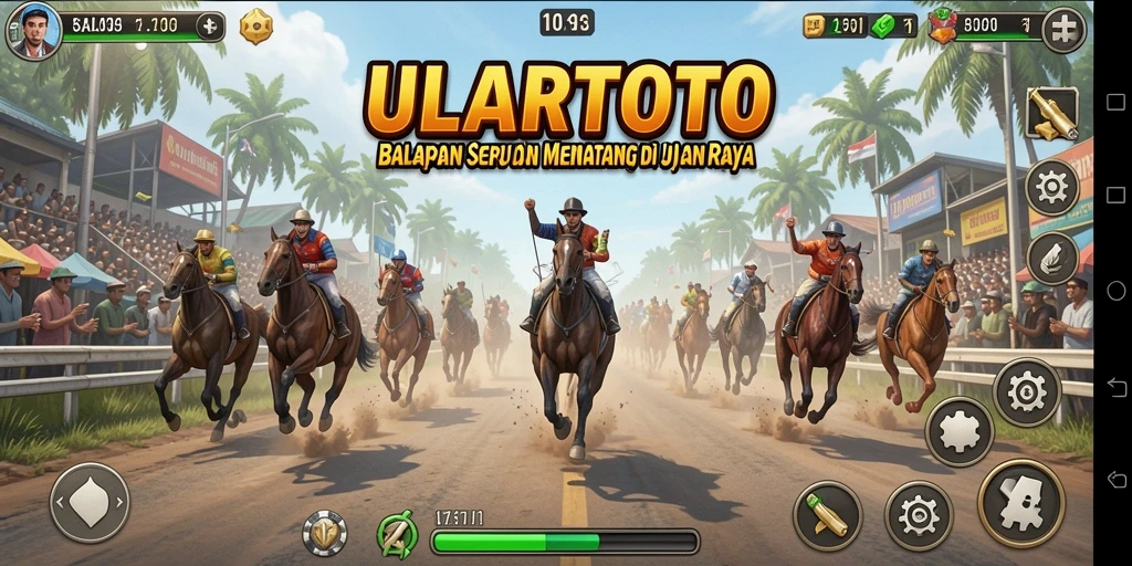 Screenshot ULARTOTO menunjukkan momen balapan intens di jalur yang menantang.